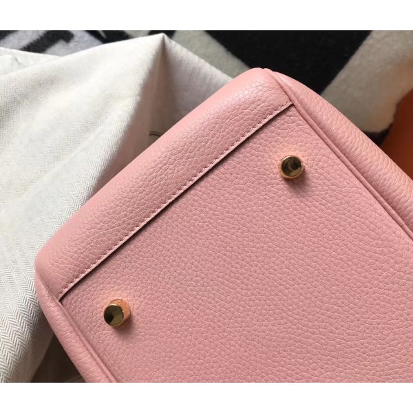 HERM Lindy 26cm Bag In Pink Clemence Leather GHW