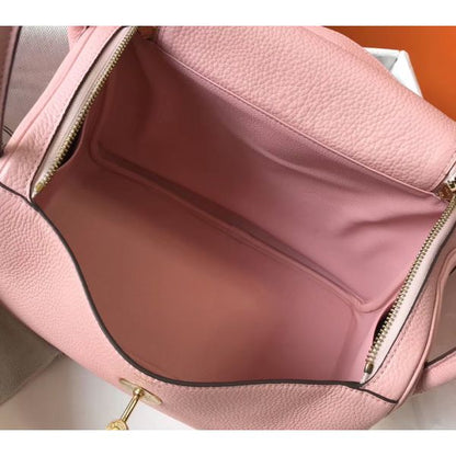 HERM Lindy 26cm Bag In Pink Clemence Leather GHW