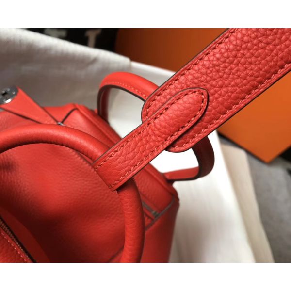 HERM Lindy 26cm Bag In Red Clemence Leather PHW