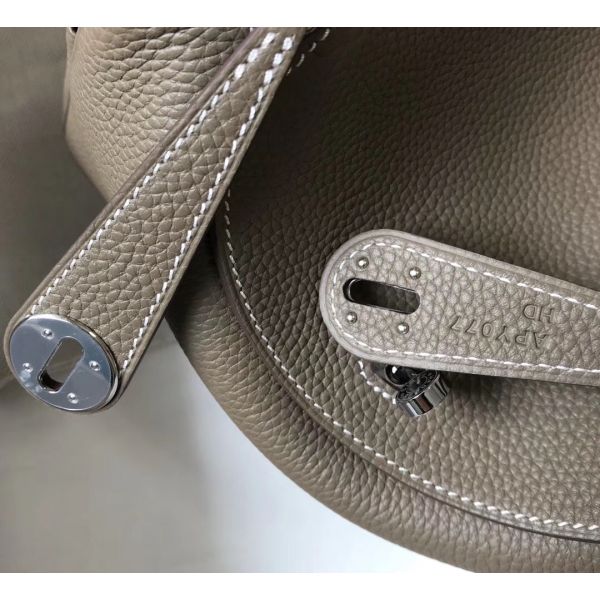 HERM Lindy 26cm Bag In Taupe Grey Clemence Leather