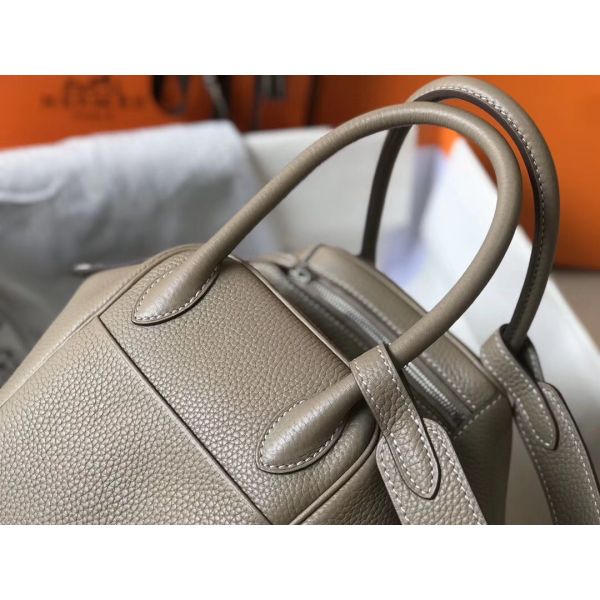 HERM Lindy 26cm Bag In Gris Tourterelle Clemence Leather PHW