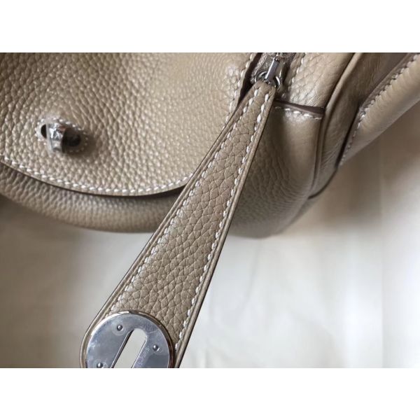 HERM Lindy 26cm Bag In Gris Tourterelle Clemence Leather PHW