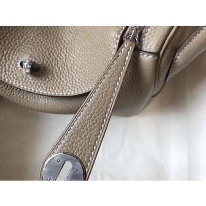 HERM Lindy 26cm Bag In Gris Tourterelle Clemence Leather PHW