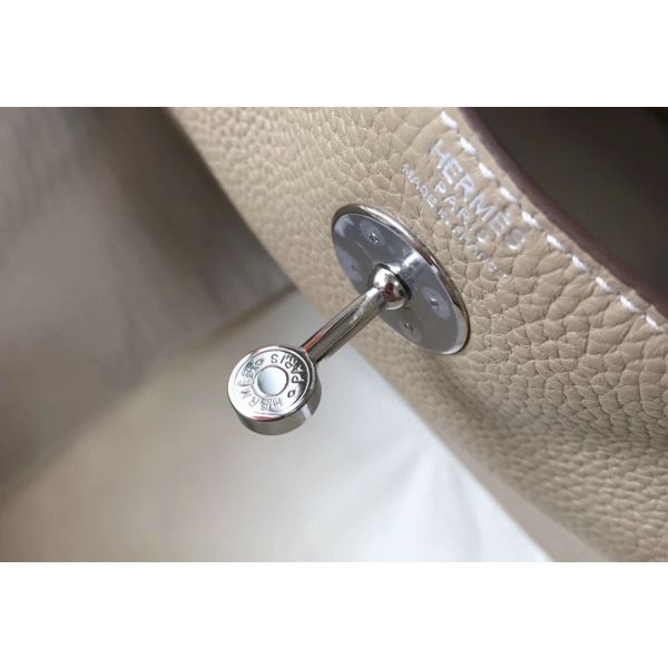 HERM Lindy 26cm Bag In Gris Tourterelle Clemence Leather PHW