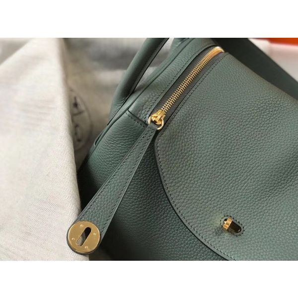 HERM Lindy 26cm Bag In Vert Amande Clemence Leather GHW