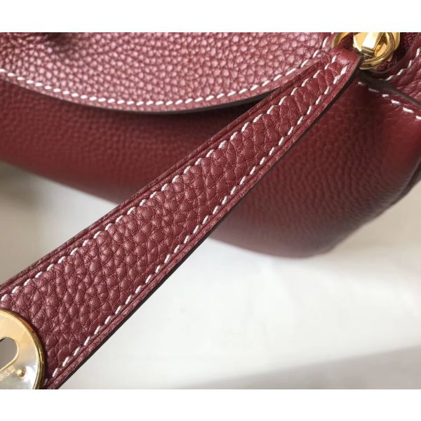 HERM Lindy 30cm Bag In Bordeaux Clemence Leather GHW