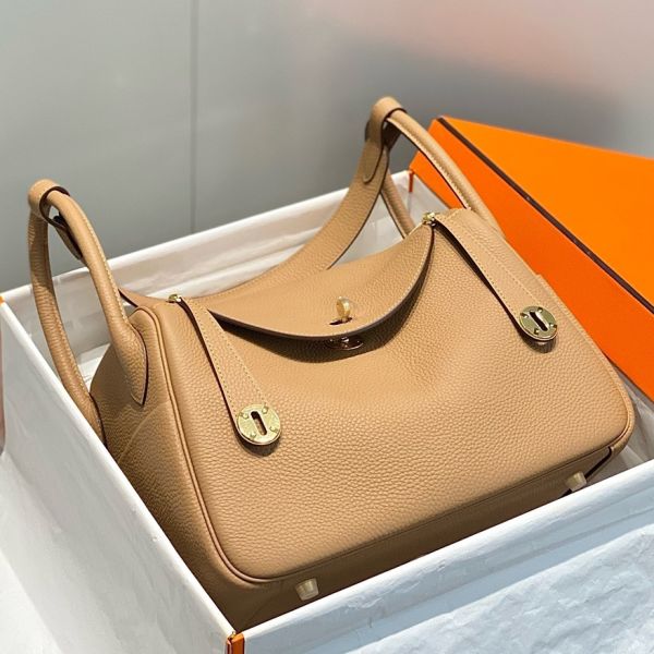 HERM Lindy 30cm Bag In Chai Clemence Leather GHW
