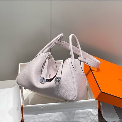 HERM Lindy 30cm Bag In Mauve Pale Clemence Leather PHW