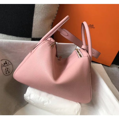 HERM Lindy 30cm Bag In Pink Clemence Leather GHW