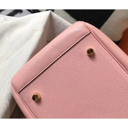 HERM Lindy 30cm Bag In Pink Clemence Leather GHW