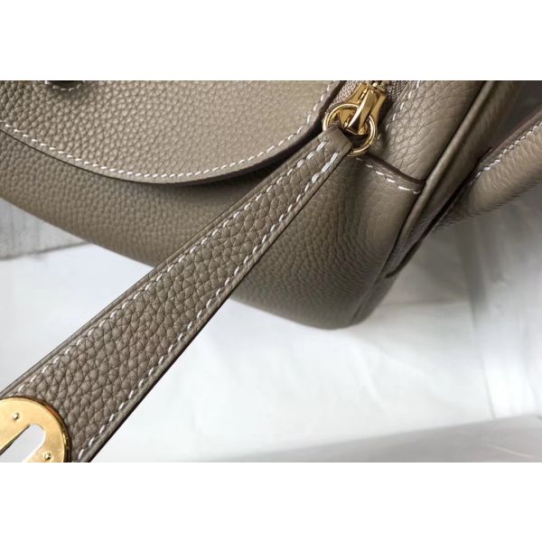 HERM Lindy 30cm Bag In Gris Tourterelle Clemence Leather GHW