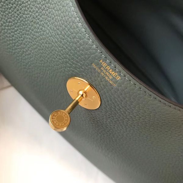 HERM Lindy 30cm Bag In Vert Amande Clemence Leather GHW