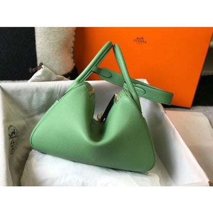 HERM Lindy 30cm Bag In Vert Criquet Clemence Leather GHW