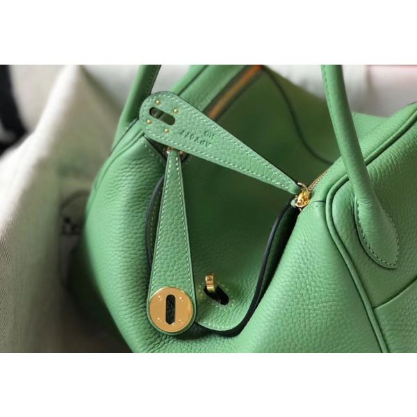 HERM Lindy 30cm Bag In Vert Criquet Clemence Leather GHW