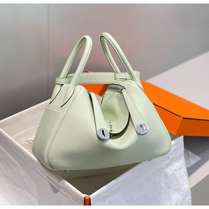 HERM Lindy 30cm Bag In Vert Fizz Clemence Leather PHW