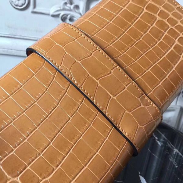 HERM Medor Clutch Bag In Camarel Crocodile Leather