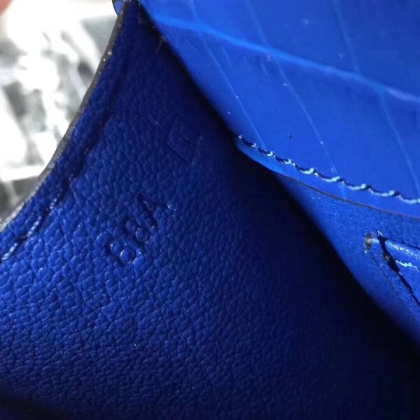 HERM Medor Clutch Bag In Blue Crocodile Leather