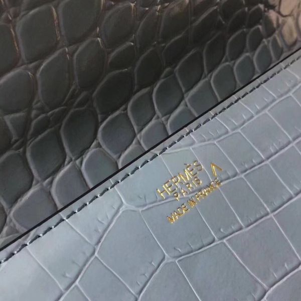 HERM Medor Clutch Bag In Ciel Crocodile Leather