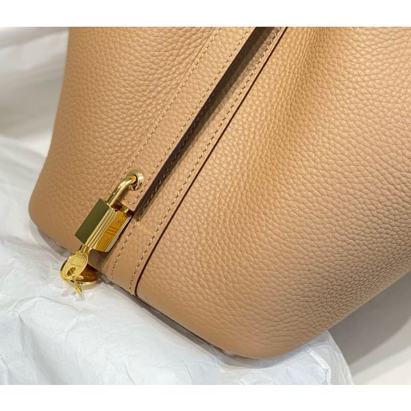 HERM Picotin Lock 18 Bag In Chai Clemence Leather