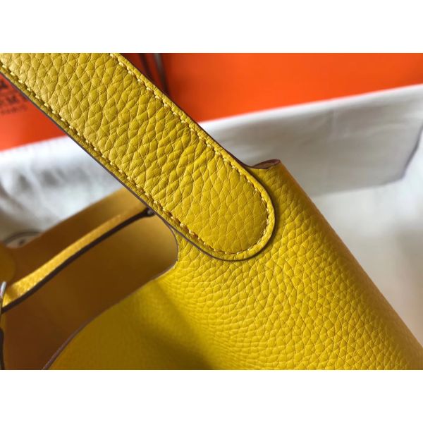 HERM Picotin Lock 18 Bag In Yellow Clemence Leather