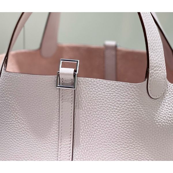 HERM Picotin Lock 22 Bag In Mauve Pale Clemence Leather