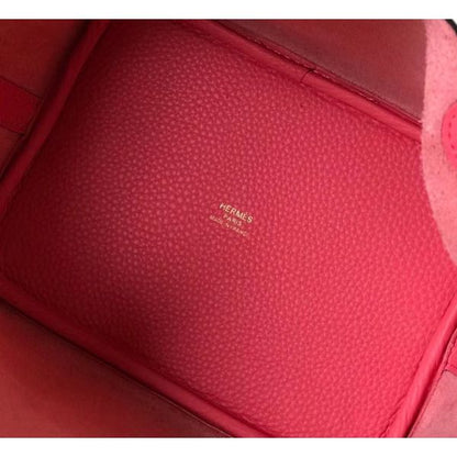 HERM Picotin Lock 22 Bag In Rose Lipstick Clemence Leather
