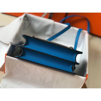 HERM Mini Sac Roulis 18cm Bag In Blue Hydra Evercolor Calfskin