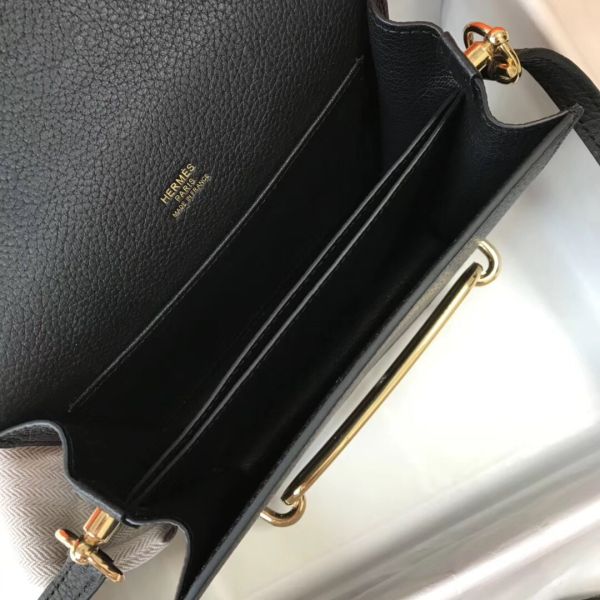 HERM Mini Sac Roulis 18cm Bag In Black Evercolor Calfskin