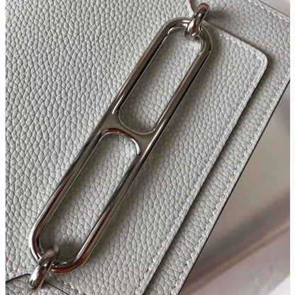 HERM Mini Sac Roulis 18cm Bag In Pearl Grey Evercolor Calfskin
