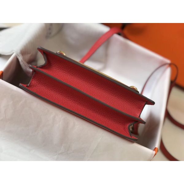 HERM Mini Sac Roulis 18cm Bag In Red Evercolor Calfskin
