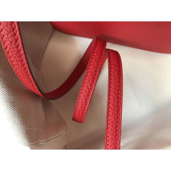 HERM Mini Sac Roulis 18cm Bag In Red Evercolor Calfskin