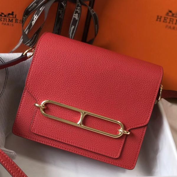 HERM Mini Sac Roulis 18cm Bag In Red Evercolor Calfskin