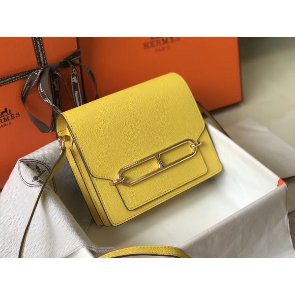 HERM Mini Sac Roulis 18cm Bag In Yellow Evercolor Calfskin