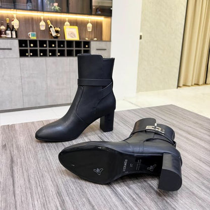HERM Frenchie 50mm Ankle Boots In Black Calfskin
