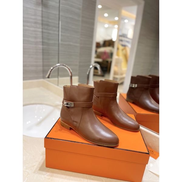 HERM Neo Ankle Boots in Brown Calfskin