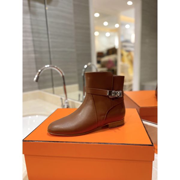 HERM Neo Ankle Boots in Brown Calfskin