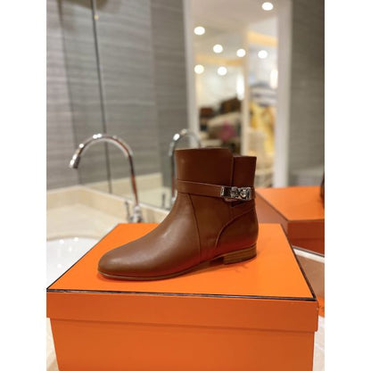 HERM Neo Ankle Boots in Brown Calfskin