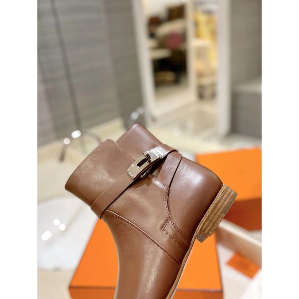 HERM Neo Ankle Boots in Brown Calfskin
