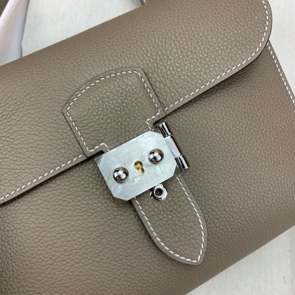 HERM Sac a Depeches 21 Bag in Taupe Clemence Leather