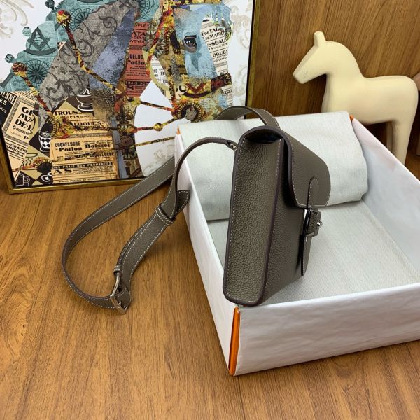 HERM Sac a Depeches 21 Bag in Taupe Clemence Leather