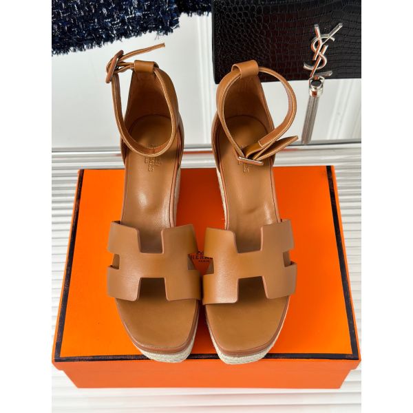 HERM Elda Espadrilles in Brown Leather