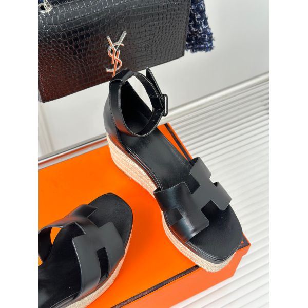 HERM Elda Espadrilles in Black Leather