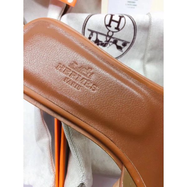 HERM Oran Sandals In Brown Leather With Stitched Detail