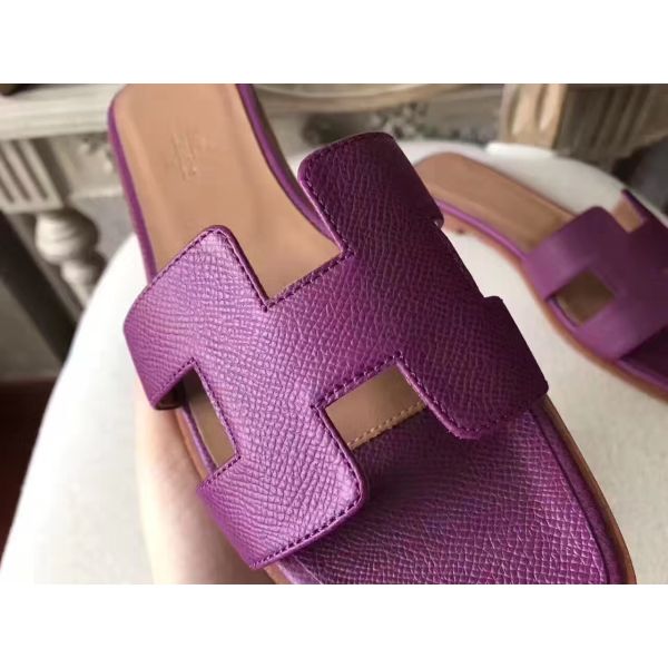 HERM Oran Sandals In Cyclamen Epsom Leather