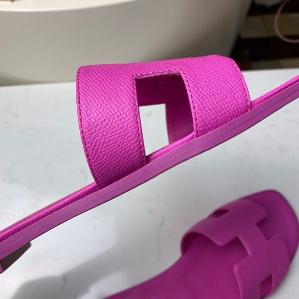 HERM Oran Slide Sandals In Magnolia Epsom Calfskin
