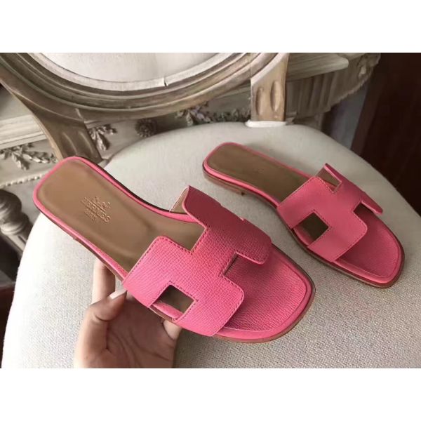 HERM Oran Sandals In Rose Confetti Epsom Leather