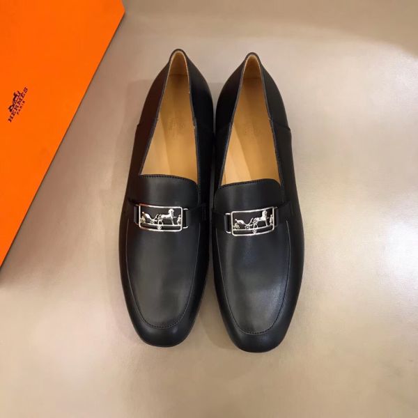 HERM Men's Tenor Loafers In Black Calfskin