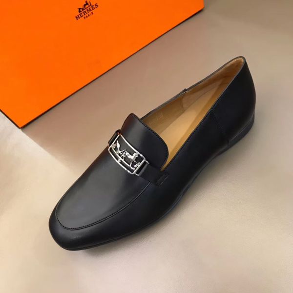 HERM Men's Tenor Loafers In Black Calfskin