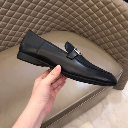 HERM Men's Tenor Loafers In Black Calfskin