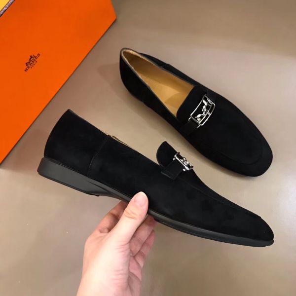 HERM Men's Tenor Loafers In Black Suede Leather